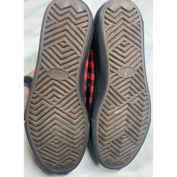 Hot Topic Sneakers Women Sz 11  Black Red Checked Flannel Gothic Punk Comfort - Picture 7 of 7